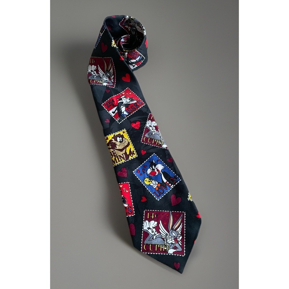 Looney Tunes Mania Neckwear Tie Bugs Bunny Tasmanian Devil Taz Love JBHS
